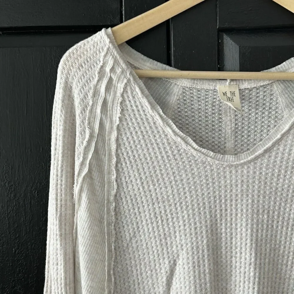 Free People Catalina Waffle Knit V-Neck Thermal Top Size Small We the Free